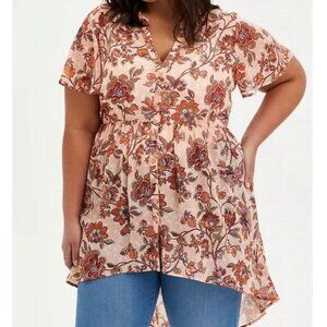 Torrid Lexie Blouse Babydoll Chiffon Blouse Size 2
